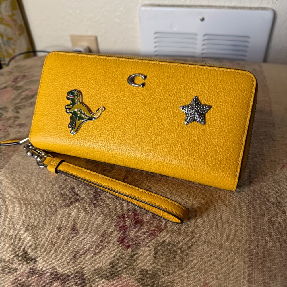 Coach Customized XL Continental Wallet in Canary Yellow
